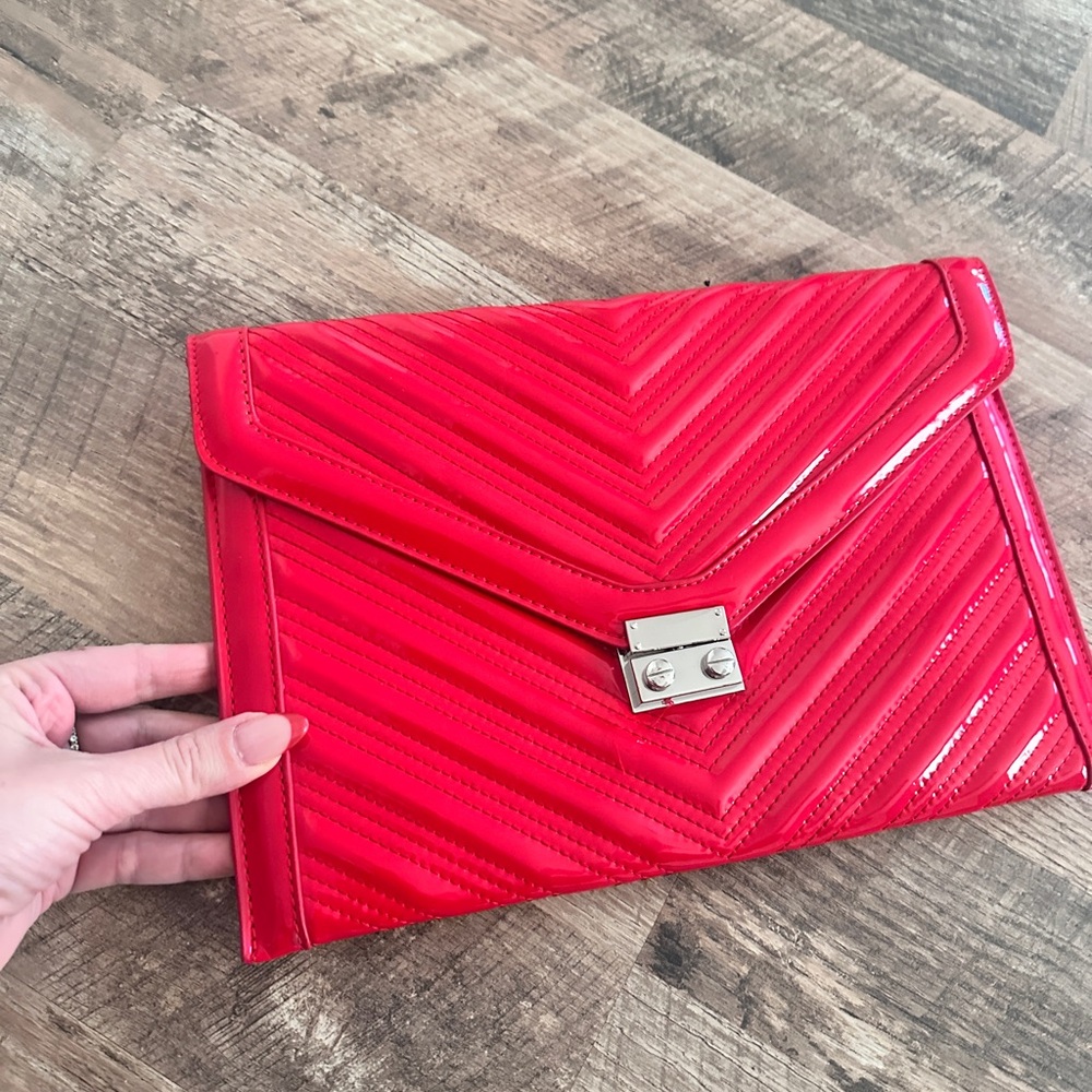 BCBG Red Quilted Envelope Clutch